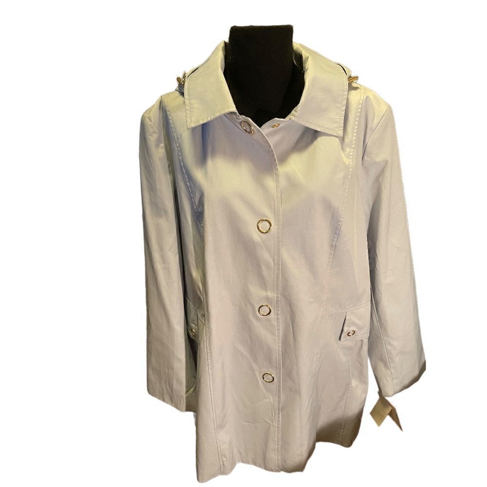 NWT Anne Klein Women's Diamond Rain Softshell Coat with Hood Xl